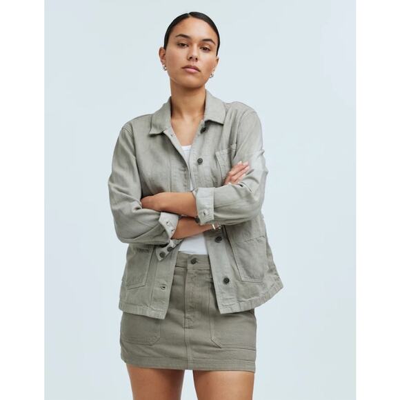 Madewell MN Dye Studio Denim Button Up Chore Coat US Women's M New - Picture 1 of 8